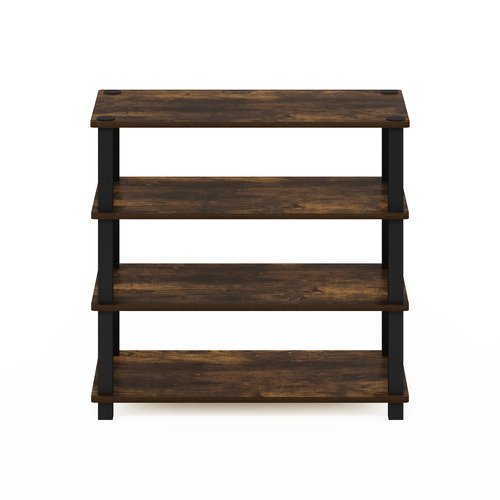 Furinno Turn-S-Tube 4-Tier Shoe Rack, Amber Pine/Black