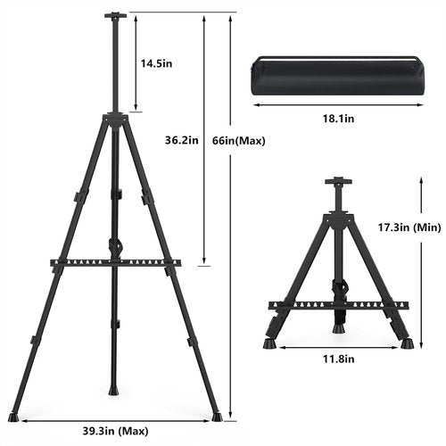Hemndic 66" Heavy-Duty Easel Stand for Painting | Portable Travel Display Easel (2 Pack)