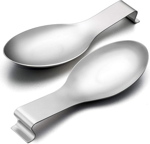 E-far Stainless Steel Spoon Rest Set - Large Kitchen Ladle Holder | Dishwasher Safe, Set of 2