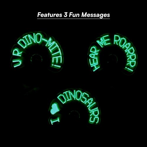Cool Things Dinosaur Light Up Message Spinner – Handheld LED Spinning Fan Toy for Kids, Safe Battery Personal Fan with Flashing Text – Dinosaur Party Favor, Travel, Festival, Concert – 2 Pack