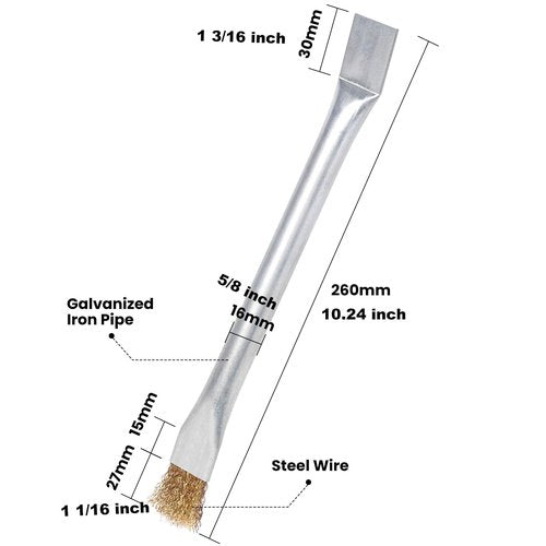 ACATMOON Professional Steel Wire Brush for Pellet Stove Cleaning, Steel Brush with Scraper, Metal Long Handle,Suitable for Removing residues (1pcs)