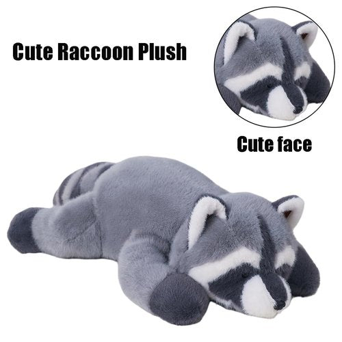 Labauxite Raccoon Plush, Raccoon Stuffed Animals, Cute Plush Toys Realistic Raccoons Body Pillow Hug Sleeping Fluffy Animal Toys for Kids, Bed Decor Plushie Doll Birthday Gift (25.5in)