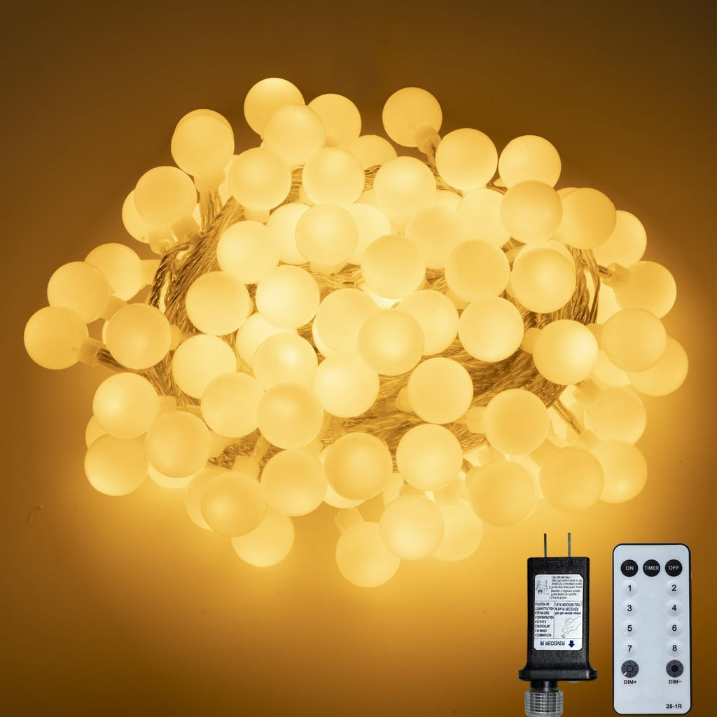 Ogrmar 100 LED Globe Ball String Lights - 49 Ft Fairy Lights with Remote & Timer for Indoor/Outdoor Decor