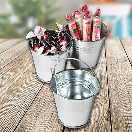 Mini Metal Buckets with Handles, 2.5-Inch Party Favors (Pack of 12)