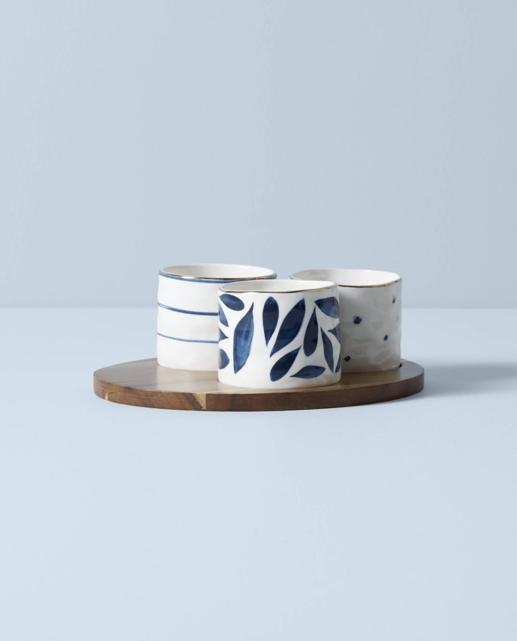 Lenox Blue Bay 4-Piece Snack Bowl & Tray Set, 2.10 LB