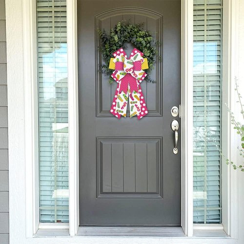 ALIBBON Large Flip Flop Bows - Vibrant Summer Wreath Bows in Red & Yellow for Indoor/Outdoor Decor