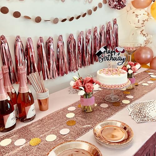 Black Glitter Happy Birthday Cake Topper with Wine Glasses