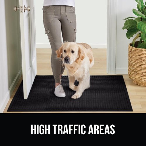 GORILLA GRIP® Ultra Absorbent Front Door Mat - Traps Dirt & Moisture, 29x17 Black, Stain & Fade Resistant