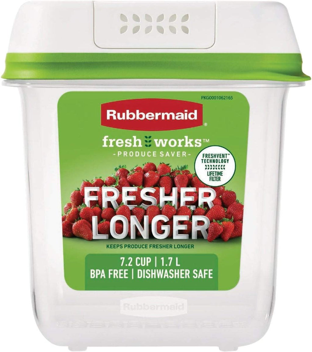 Rubbermaid FreshWorks Produce Storage Container - Medium 7.2-Cup Size for Freshness | Clear