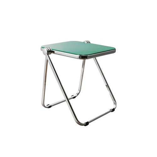 Bloomingville Metal and Polycarbonate Folding Tray Table, Silver Finish and Green