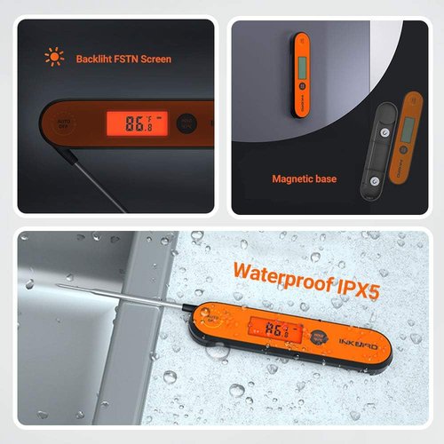 Inkbird Instant Read Meat Thermometer - Waterproof Digital Food Thermometer with Calibration & Backlight | Ideal for Cooking, Grilling, and Smoking