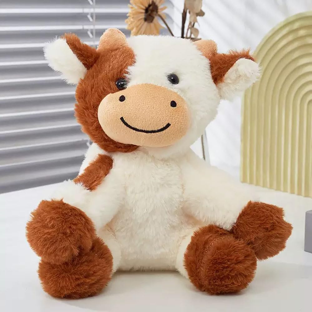 YUKOUQIAN Cow Plush Doll Toy - Cute 8-Inch Stuffed Animal for Kids | Perfect Christmas Gift