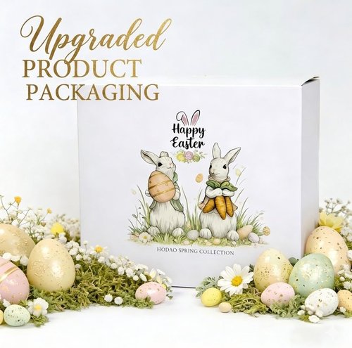 Hodao Easter Bunny Decorations - Spring Home Decor Bunny Figurines | 2-Piece White Rabbit Set