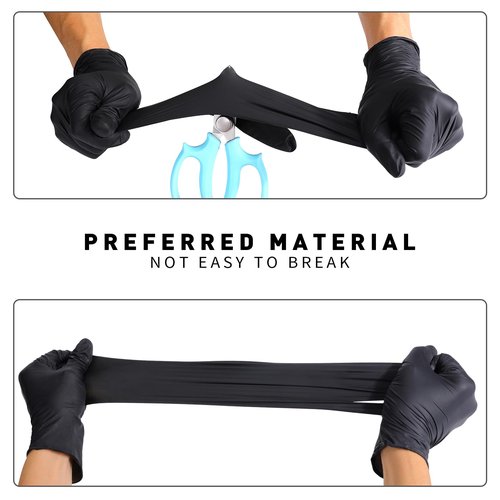 LW Concept Black Medical Nitrile Examination Gloves - Latex & Powder-Free, Disposable, Ultra-Strong, Healthcare, Food Handling Use (Large, Case of 1000)