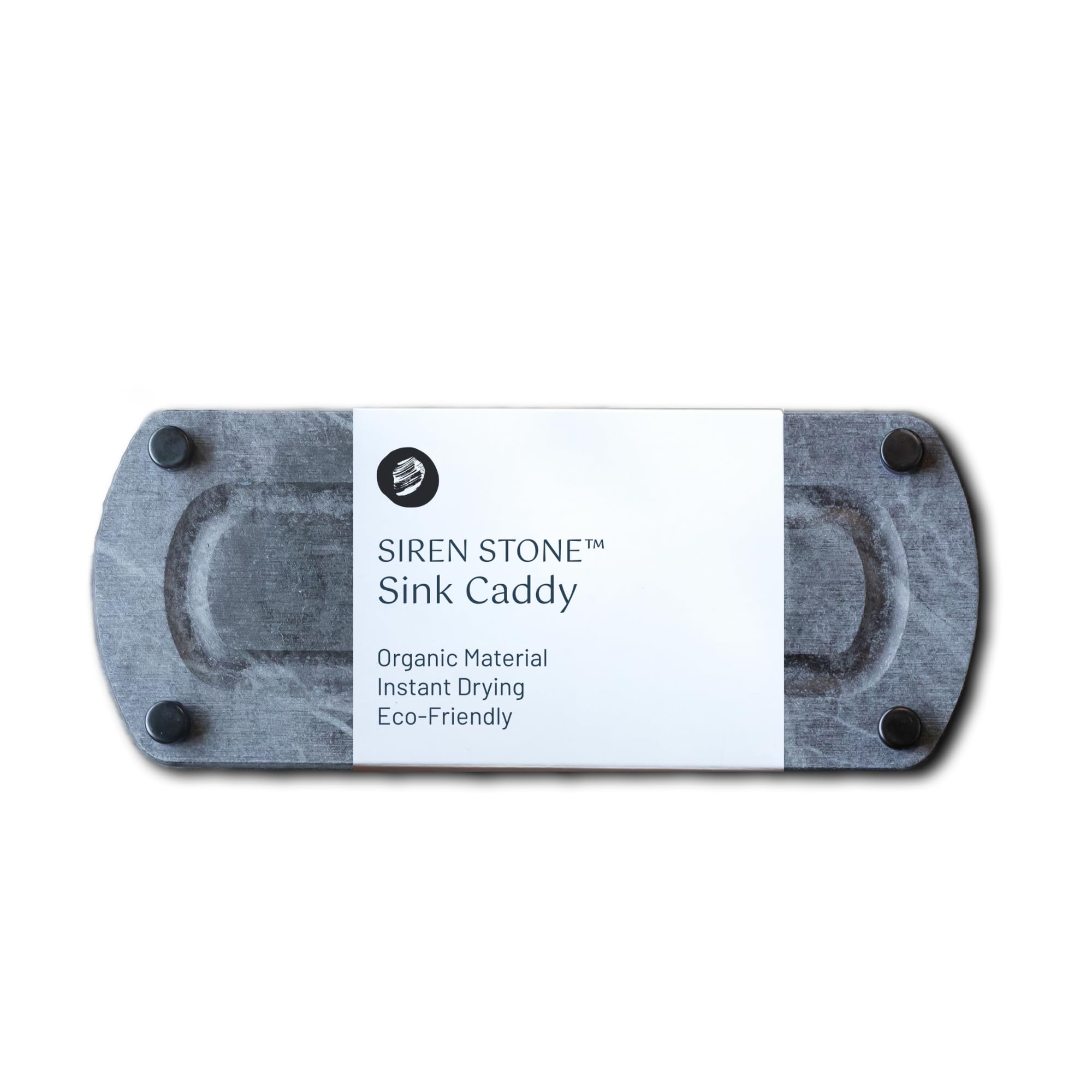 Siren Stone Premium Sink Caddy – Water-Absorbing Diatomaceous Earth Tray for Sink, Elevated Stainless Steel Feet, Non-Toxic, Fast-Drying, Kitchen or Bathroom