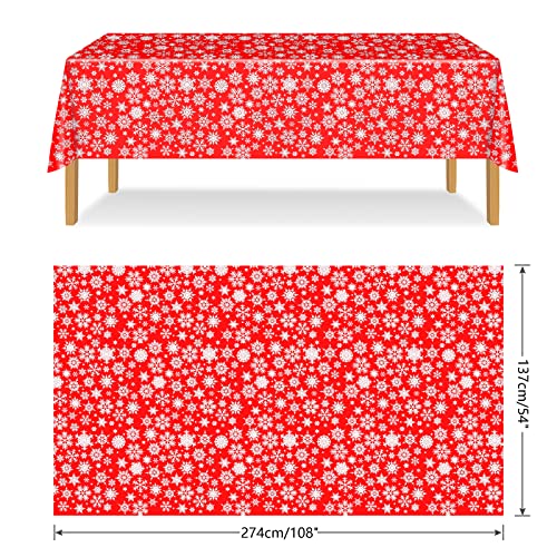 Christmas Snowflakes Tablecloth - Waterproof Rectangle Table Cover 137cm x 274cm