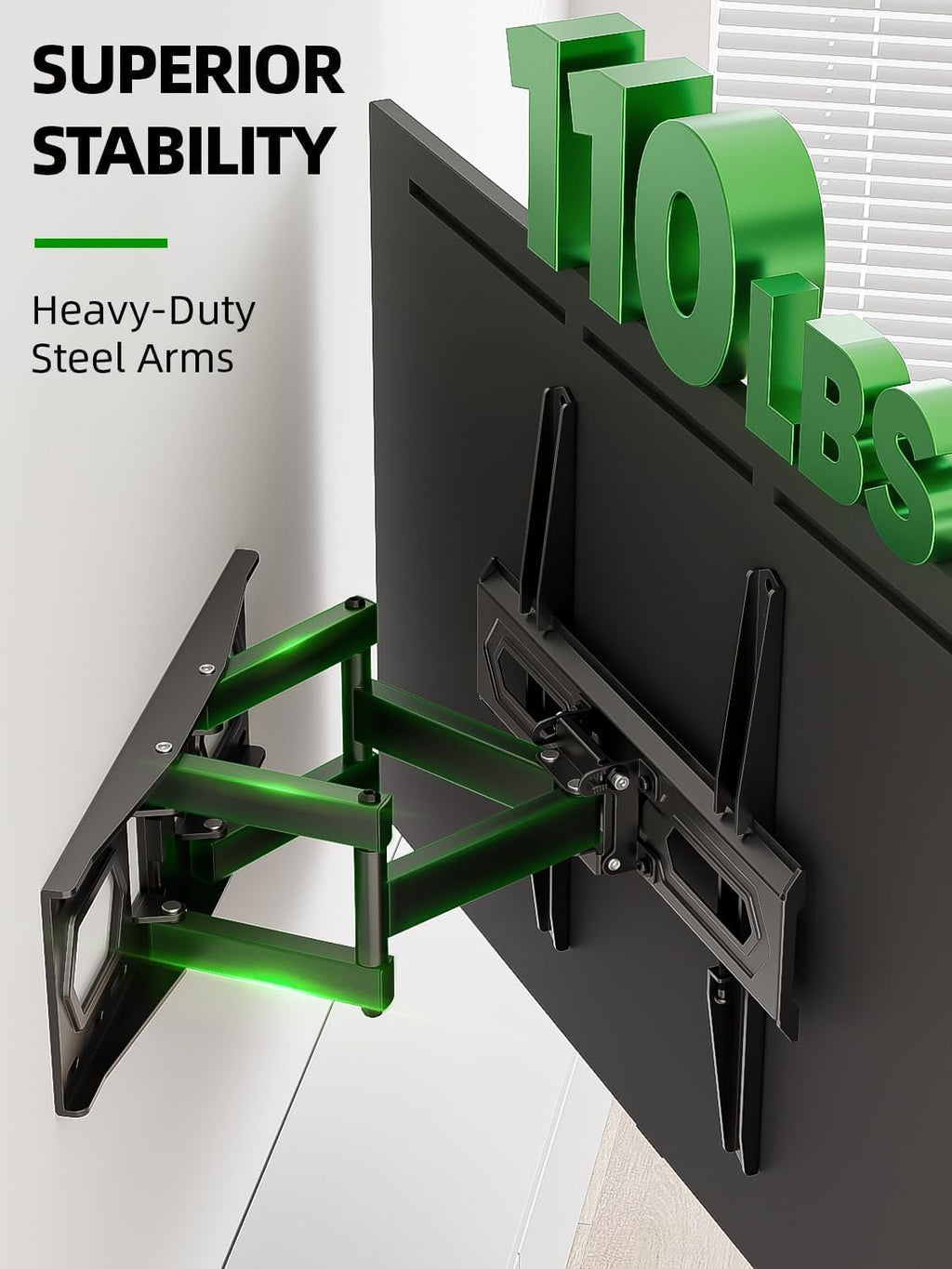 USX MOUNT Full Motion TV Wall Mount for 32-74 Inch Flat Screen | Swivel & Tilt Dual Arms, Max VESA 400x400mm