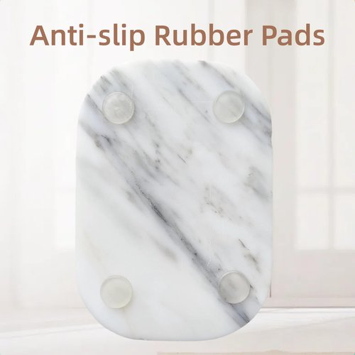 Jusmioke Natural Marble Soap Dish for Bathroom Shower Sink，Stone Soap Holder with Drying