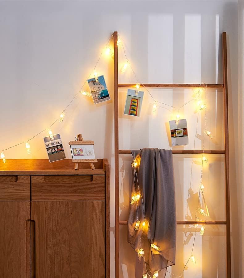 Skiennix 50 LED Photo Clip Starry Lights - Remote Control Fairy Twinkle Lights | 16.4ft Warm White for Home Decor & Events