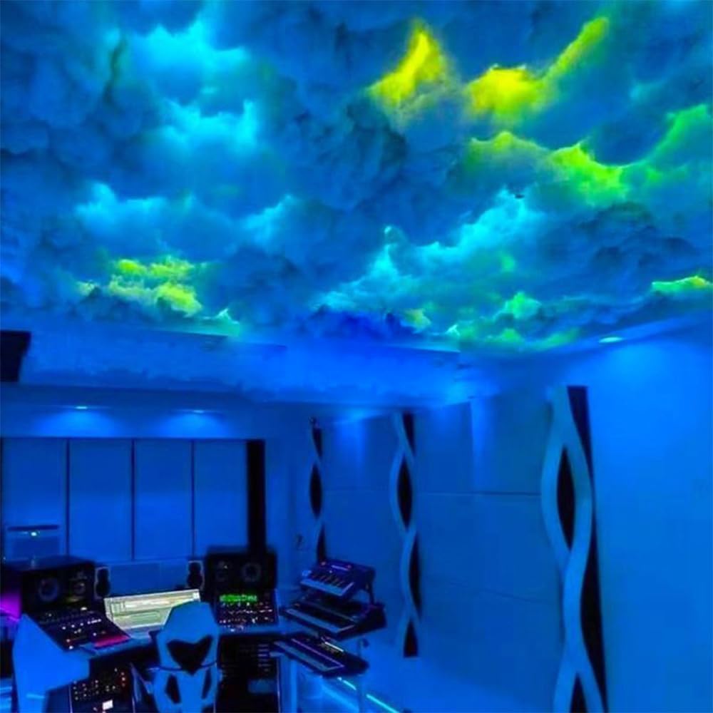 Skiennix 3D Thundercloud Storm Ceiling Light - Music Sync Fluffy Cloud Decor for Gaming Room | Bedroom Night Light