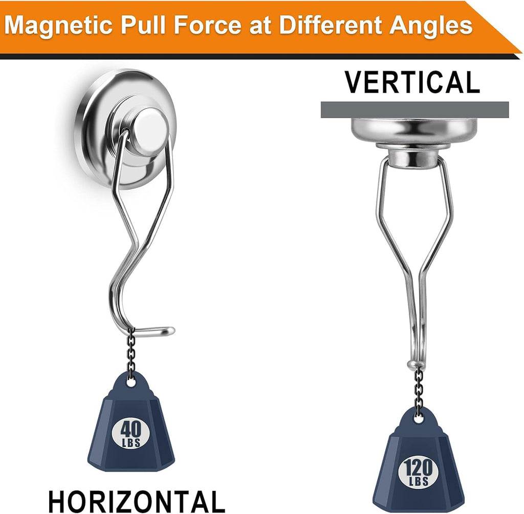 Powerful Magnetic Hooks by Swivel Swing - Heavy Duty Neodymium for Refrigerators | Pack of 7, 68mm Length