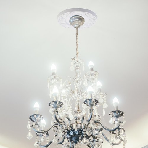 Risbay 2PCS White 10.12" PU Ceiling Medallion Ring Light Fixtures Ceiling Medallion Ceiling Fan Light Covers for Light Fixtures and Ceiling Fans