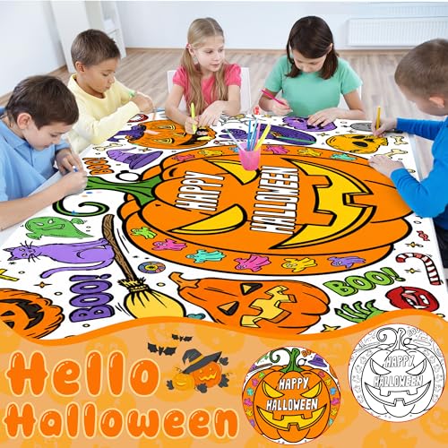 Halloween Giant Coloring Tablecloth for Kids - 30x72 Inches