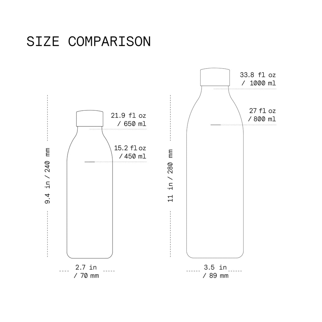 aarke To-Go Bottle - Stainless Steel Insulated Travel Water Bottle with Lid, Reusable 24 Hour Carbonation, Compatible with Only Carbonator 3, 650 mL/22 fl oz
