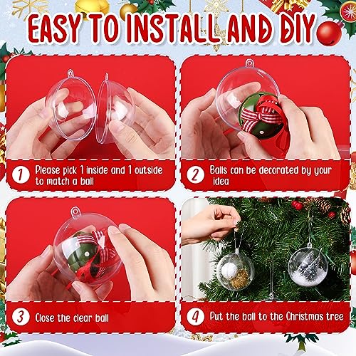 50 Pcs Clear Christmas Ornaments Balls Fillable 80mm - DIY Holiday Decorations