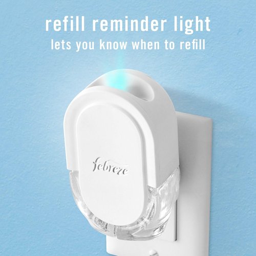 Febreze Plug In Air Freshener, Odor-Fighting Scented Oil Refill, Air Fresheners for Home and Bathroom and Kitchen, Long Lasting for Strong Odors, Lilac Sunrise Scent, 0.87oz Refills, 4 Count