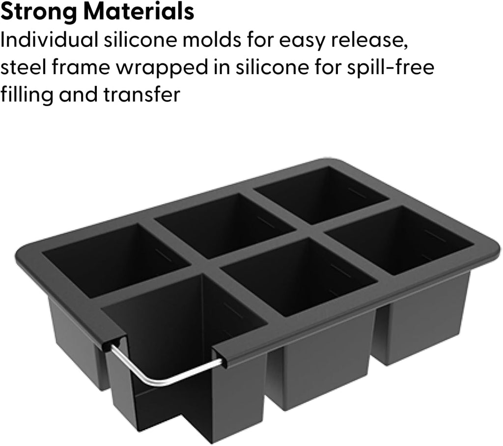 W&P Cup Cubes Silicone Freezer Tray - Blue 1-Cup Portion Maker for Soup, Broth & Leftovers