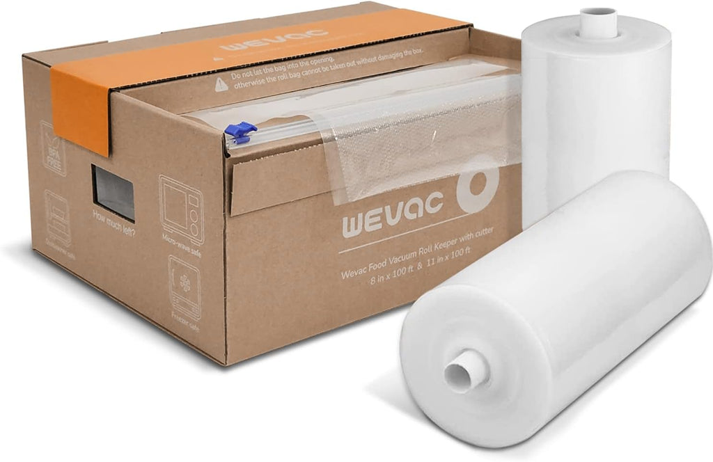 Wevac Vacuum Seal Rolls - 8''x100' & 11''x100' | BPA-Free Food Storage Bags with Cutter