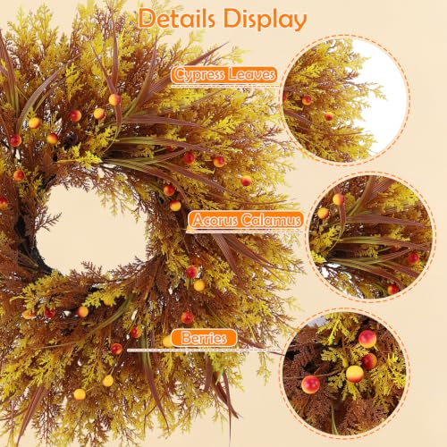 28 Inch Fall Front Door Wreath with Cypress Leaves and Gold Accents - Variation of THIS listing