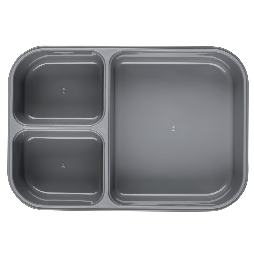 LocknLock LOCK & LOCK On the Go Meals Three Compartment Divided Lunch Box Container with Sauce Cup for School or Work, 50.7-Ounce, Gray