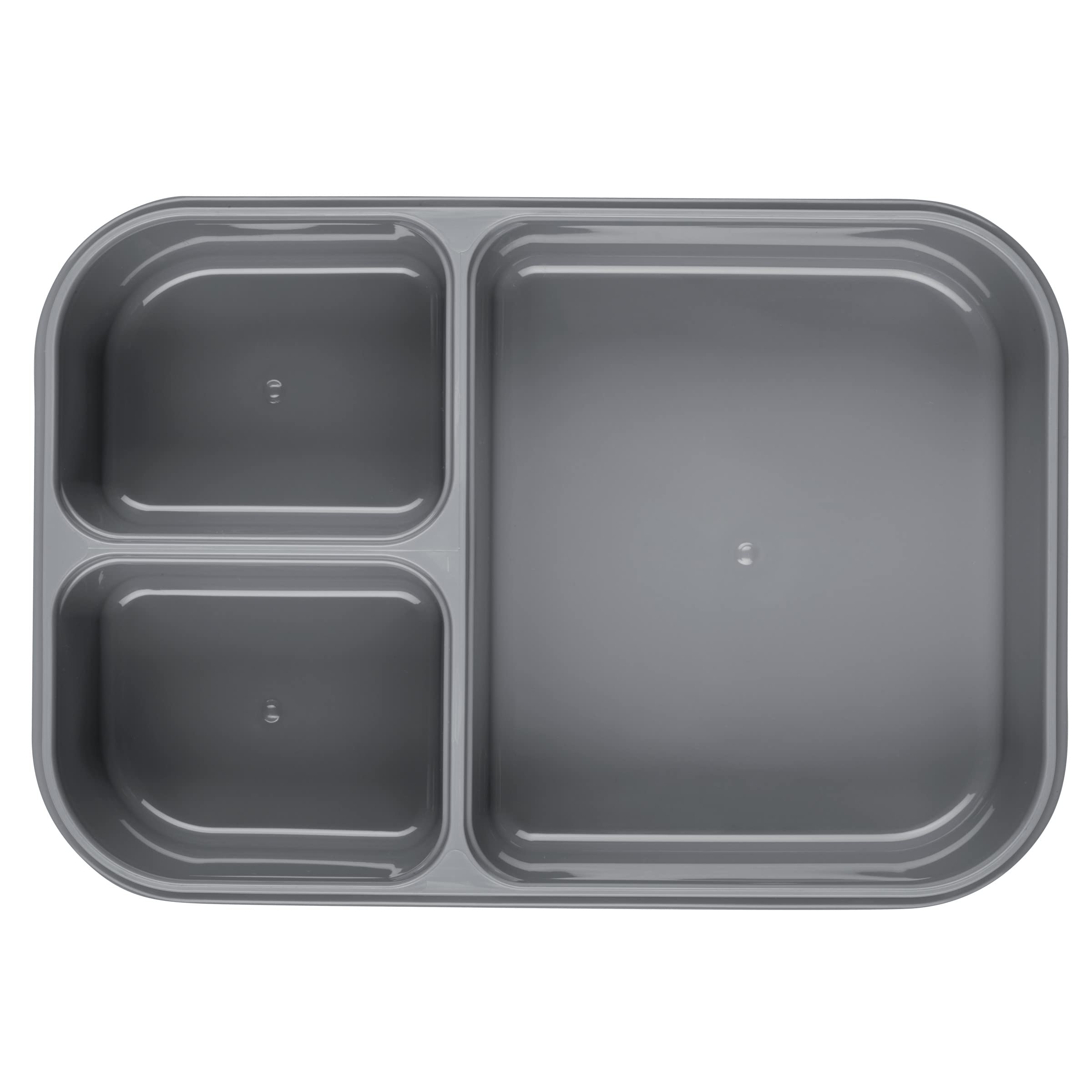 LocknLock LOCK & LOCK On the Go Meals Three Compartment Divided Lunch Box Container with Sauce Cup for School or Work, 50.7-Ounce, Gray