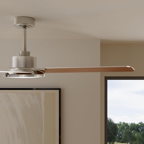 Fanbliss 44 Inch Ceiling Fans with Lights, Modern Nickel Ceiling Fan with Dimmable LED, 6 Speeds, Timer, Quiet Reversible DC Motor, Remote Control Ceiling Fan for Bedroom, Living Room and Kitchen