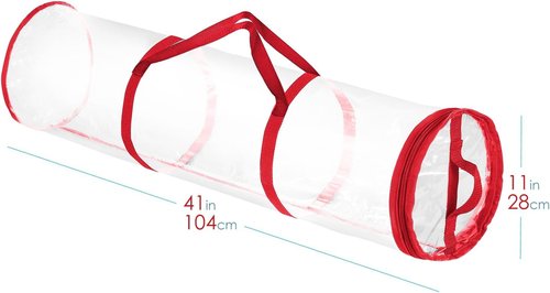 Hearth & Harbor Wrapping Paper Storage Container - Tear-Proof Organizer Holds Up to 14 Rolls - Clear Red Design