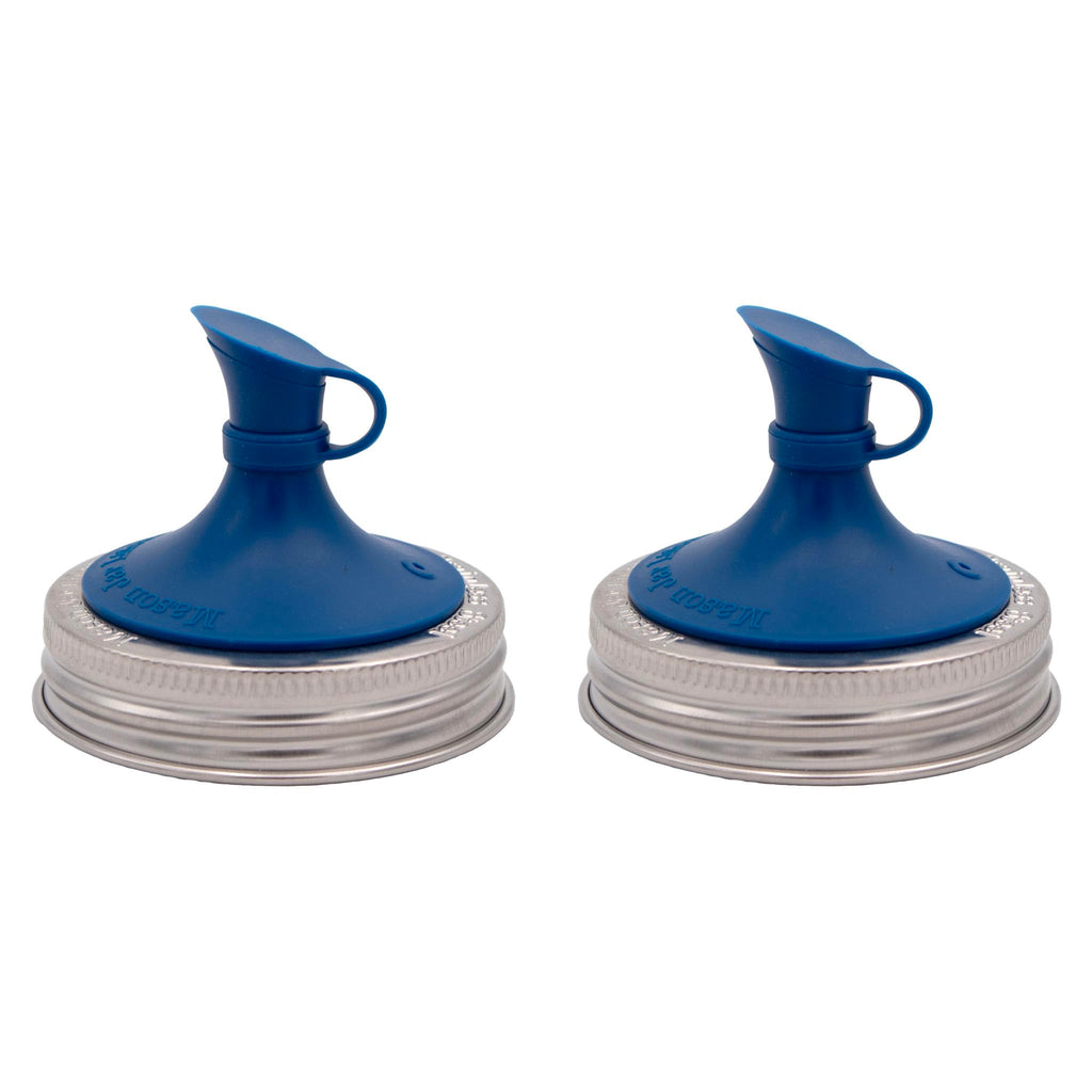 Deep Blue Oil Cruet Pour Spout Silicone Insert for Mason Jars (2 Pack, Regular Mouth)