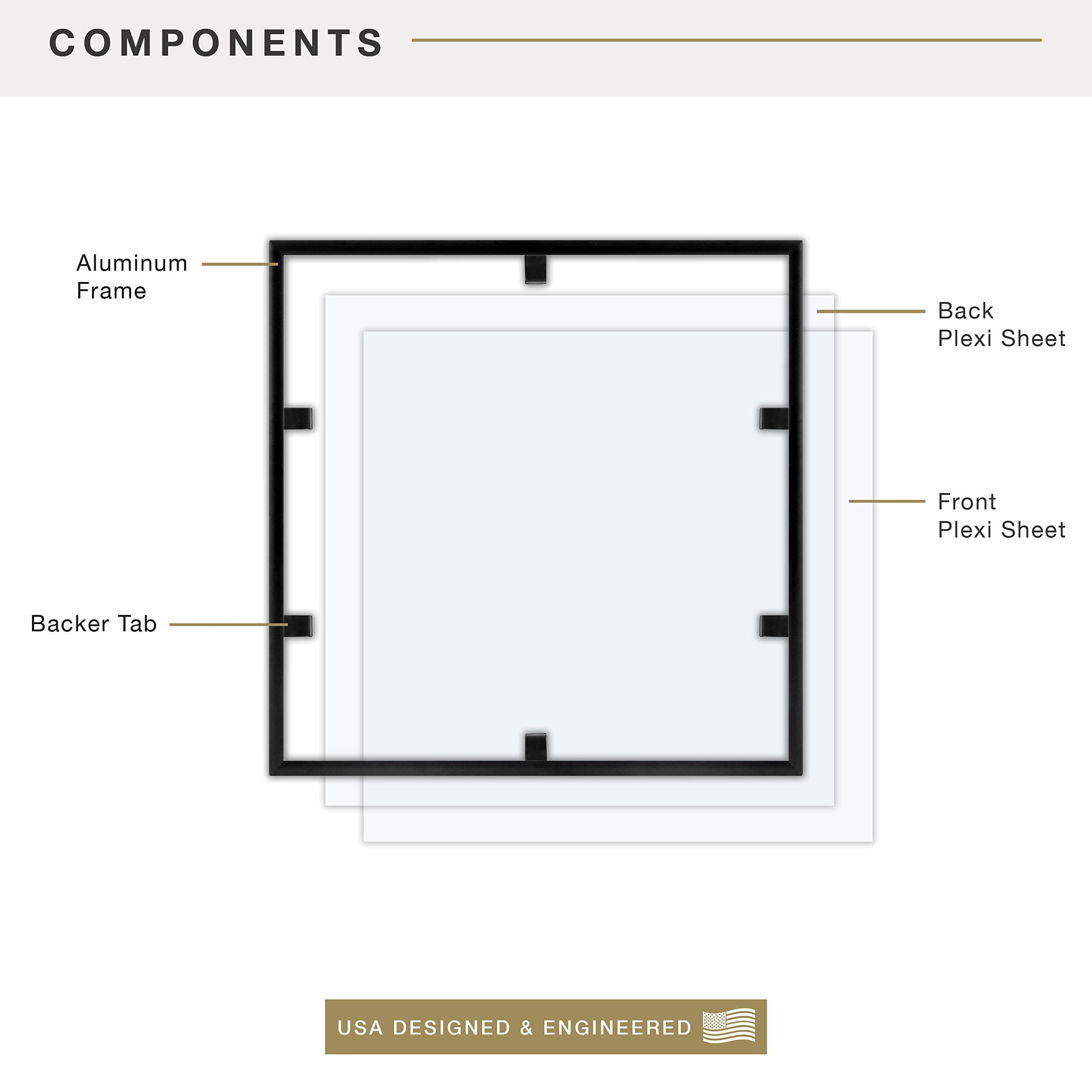 MCS Gallery Aluminum 12.5x12.5 Inch Album Cover Frame (6pk), Black (65506)