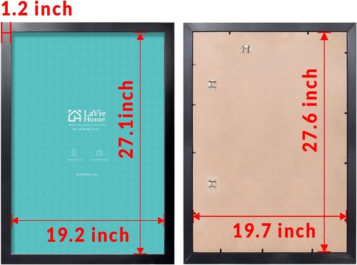 LaVie Home Picture Frame - Classic Black Minimalist Design for Wall Decoration | 19.7x27.6 Inches