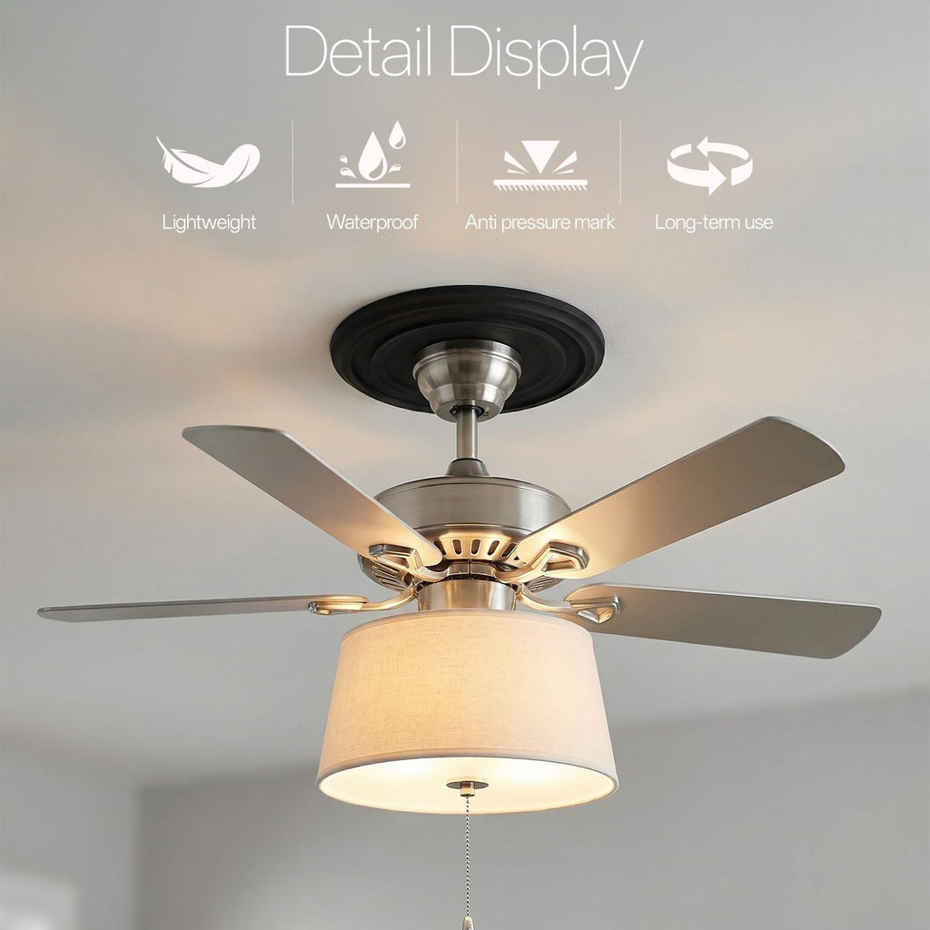 Yuanan Ceiling Medallions for Light Fixtures, 12.2" OD X 3.9" ID PU Ceiling Light Medallion Black Ceilings Fan Cover Medallion for Lights Fixture Ceilings Lights Cover Plate for Fixtures Fans