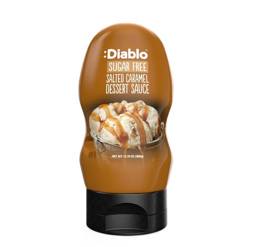 Diablo Sugar Free Salted Caramel Dessert Sauce - Premium Topping for Coffee, Waffles & Ice Cream, 360g (12.7oz)