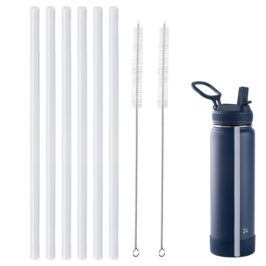 Water Bottle Straw Replacement Compatible with Takeya 24oz, Food Grade and BPA Free Plastic,6 Straws and 2 Brushes Compatible with Takeya