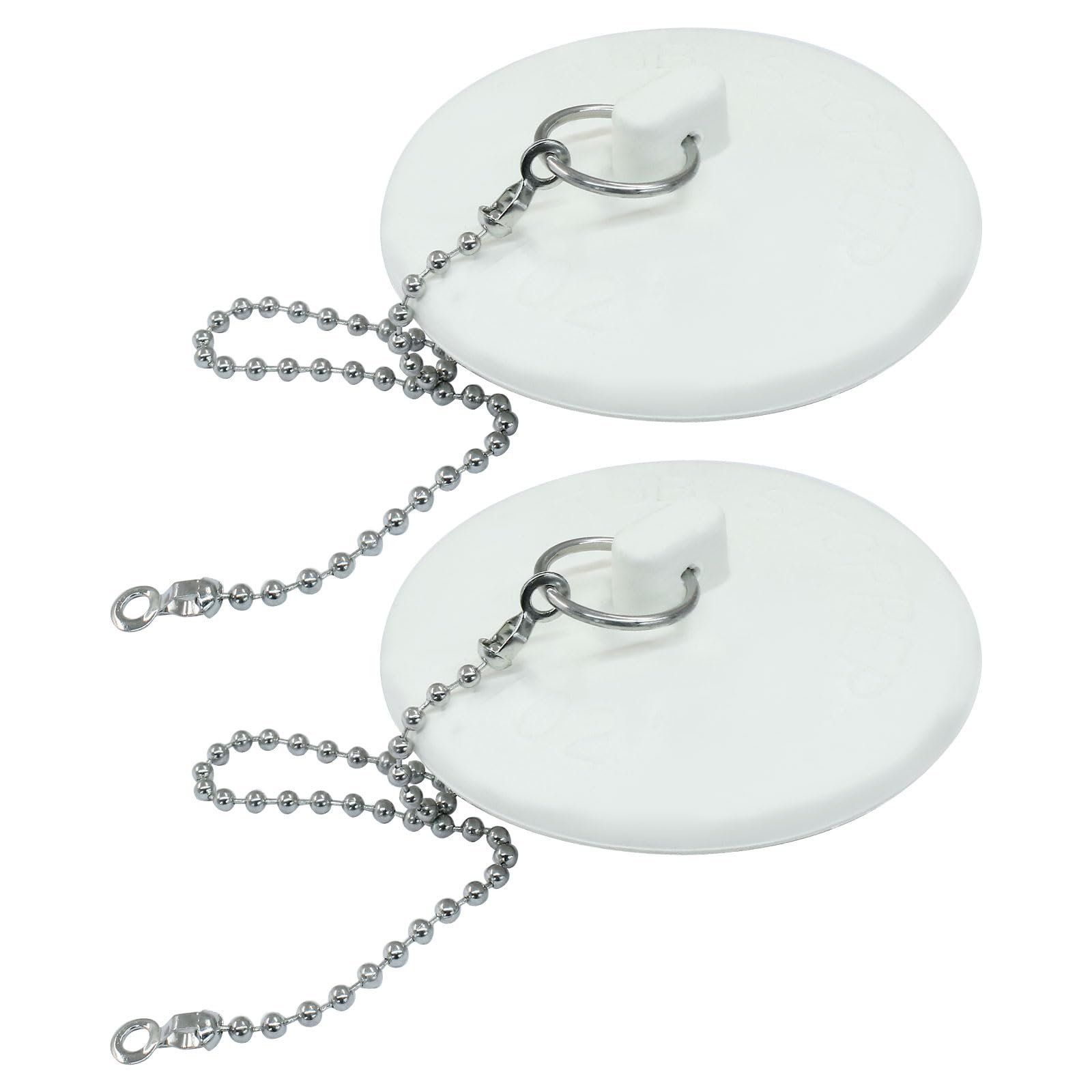 ISDVBUY 2 Pack Heavy Duty Drain Plugs, Rubber Tub Stopper Fits 1.5" - 2" Kitchen Sinks, Stainless Steel Chain Included, Multi - Use Drain Seals for Bathroom Tubs & Laundry Basins