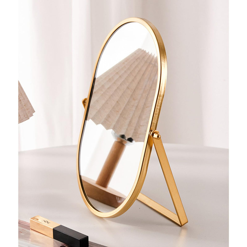 Numjeg Tabletop Mirrors Makeup Mirror Portable Vanity with Metal Frame Desk Table Mirror with 180°Adjust Dressing Room Rotate Good for Bedroom Bathroom