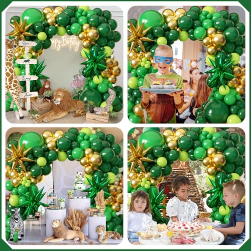 Green and Gold Balloon Arch Kit – 51pcs Balloons with Stars