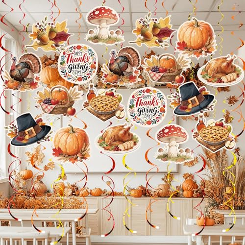 48-Piece Thanksgiving Hanging Swirl Decorations Set