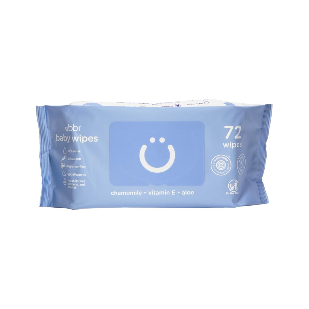 Ubbi Fragrance-Free Baby Wipes - Hypoallergenic & Plant-Based | 99% Water, Chamomile & Aloe | Value Pack (216 Wipes)