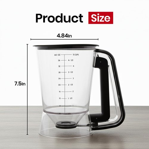 Eggssentials - Pancake Batter Dispenser with 5-Cup Capacity - Waffle Batter Dispenser for Pancakes, Cupcakes & Crepes, Easy-Squeeze Handle, Dishwasher Safe - Black Pancake Dispenser