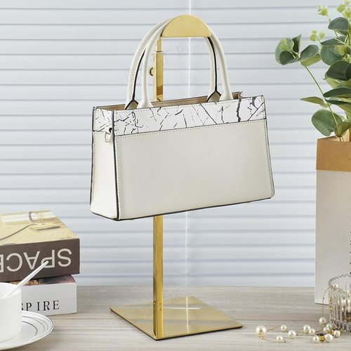 Hacaroa Set of 3 Purse Display Stand Stainless Steel, Adjustable Metal Handbag Holder Gold Tabletop Bag Rack, Single Hook Jewelry Display Stand for Closet, Boutique, Store